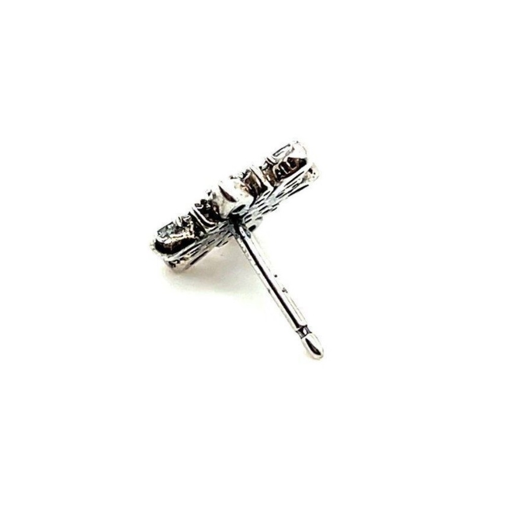Pandora 925 Sterling Silver Snowflake Stud Earrings with Blue Accent Stones - Picture 2 of 5